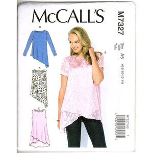McCall's M7327 Misses 6 to 14 Asymmetrical Tops and Tunics Sewing Pattern New